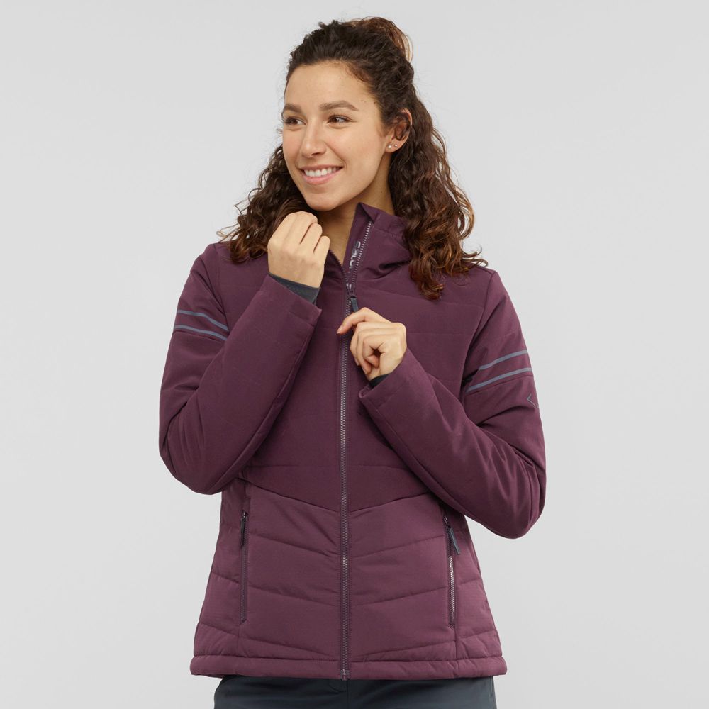 Salomon Singapore Womens Ski Jackets - EDGE Burgundy | 68217-MQCY